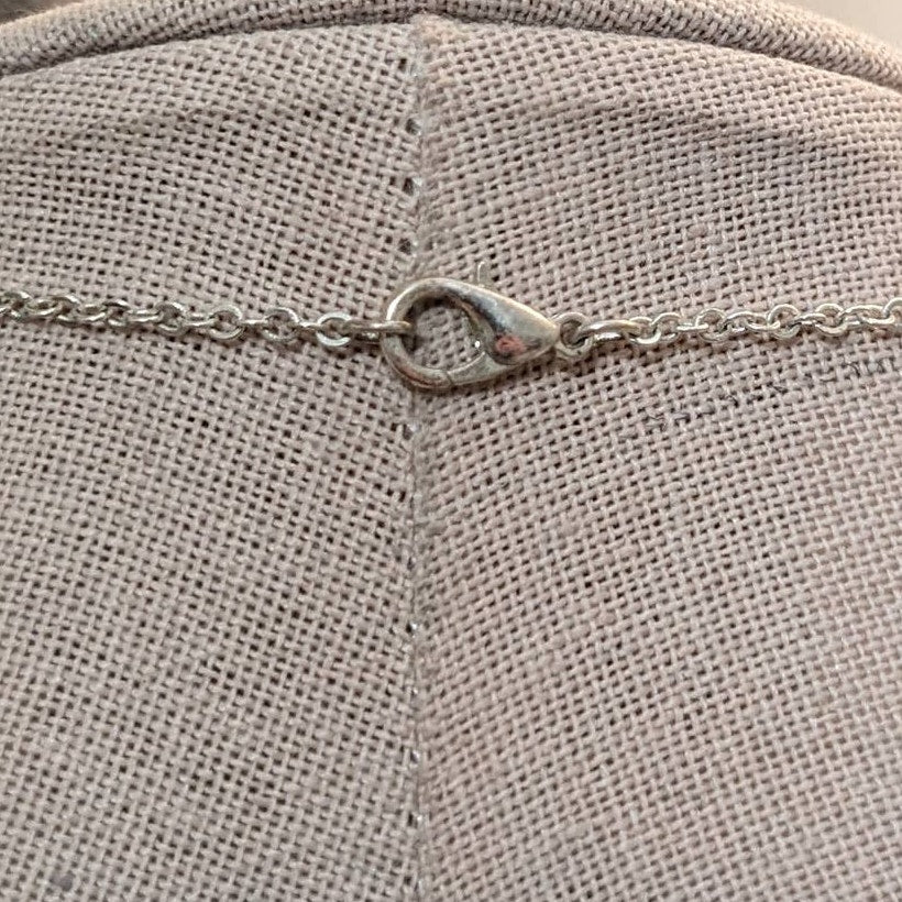 Druzy Quartz Geod Pendant on Silver Tone 18" Chain Necklace