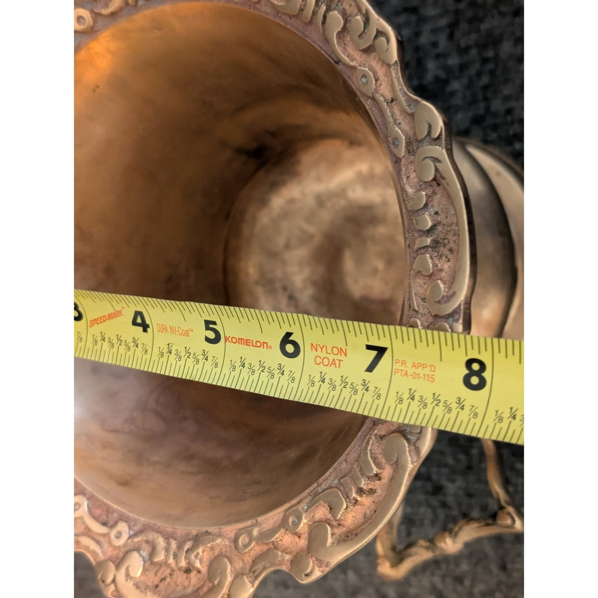Vintage Embossed Brass Pedestal Champagne Bucket Urn With Handles