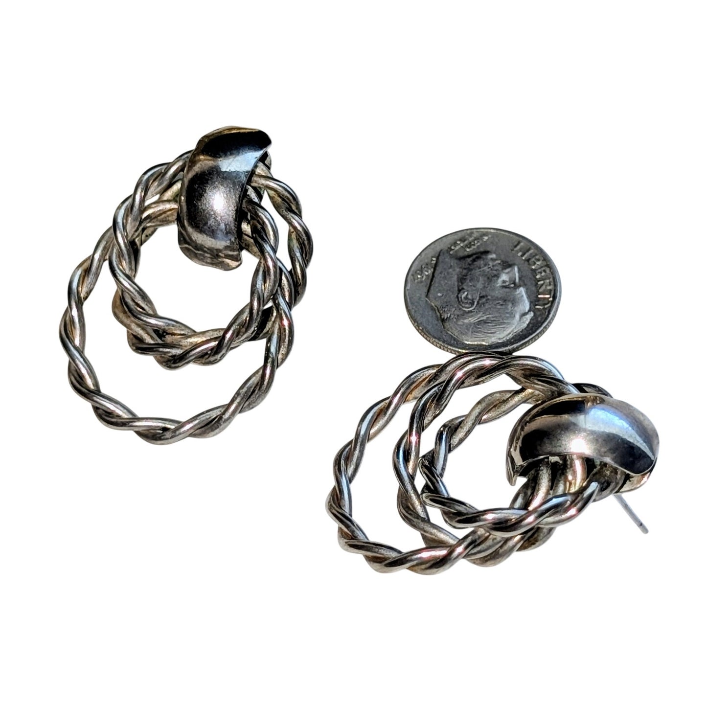 Vintage Twisted Triple Rope Pierced Earrings