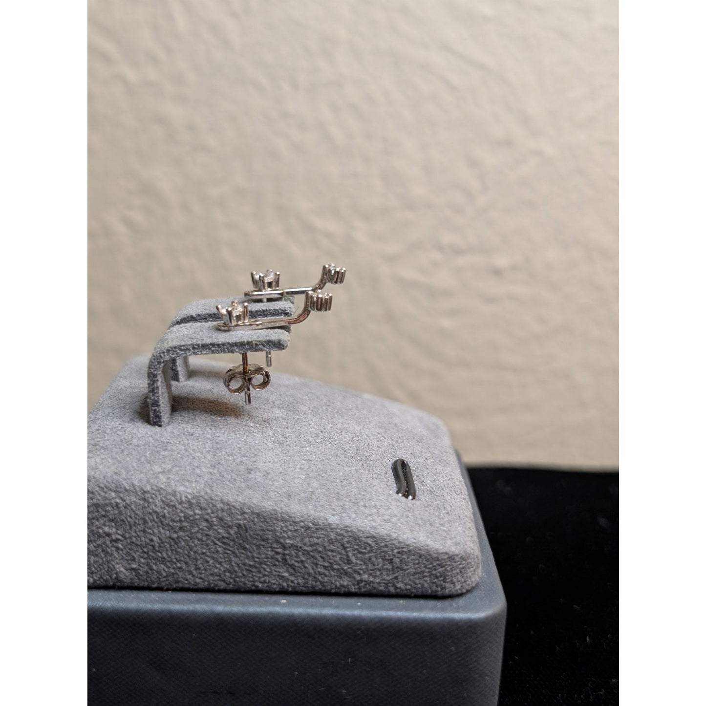 925 Sterling Silver Two Earrings in One CZ Stud W/ Attachment