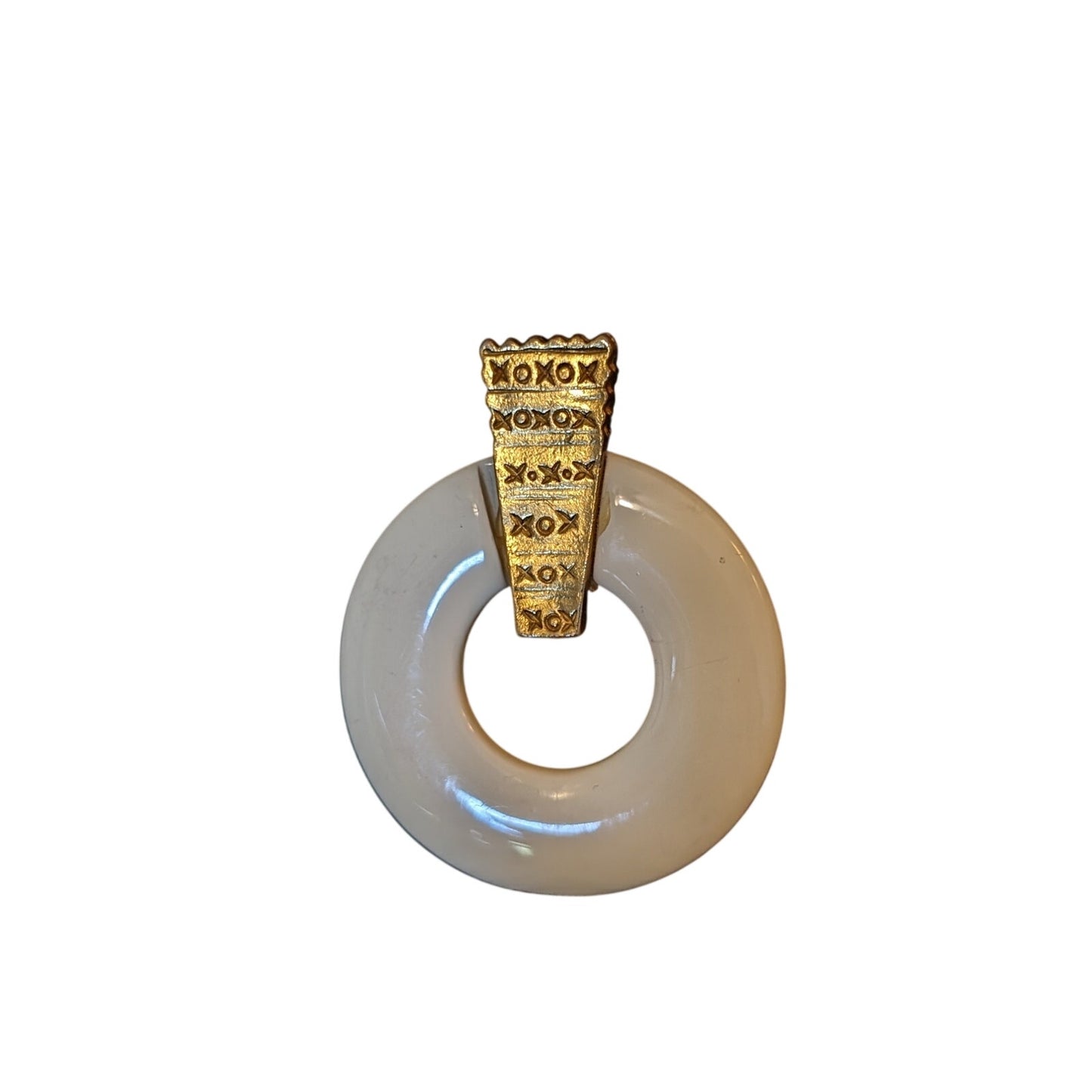 Vintage Large Cream Donut XOXO Doorknocker Gold Tone Clip On Earrings