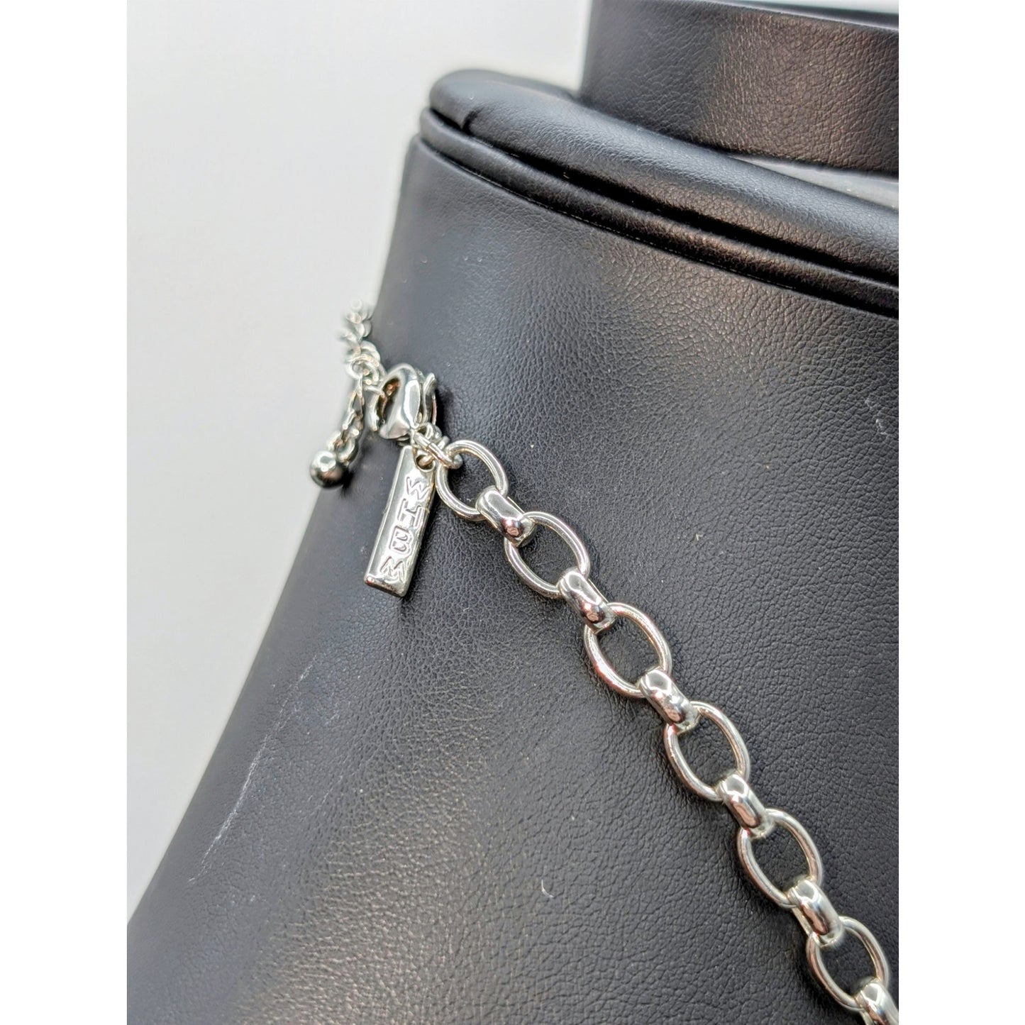 White House Black Market 34"-38" Silver Tone Pearl Crystal  Long Chain Necklace