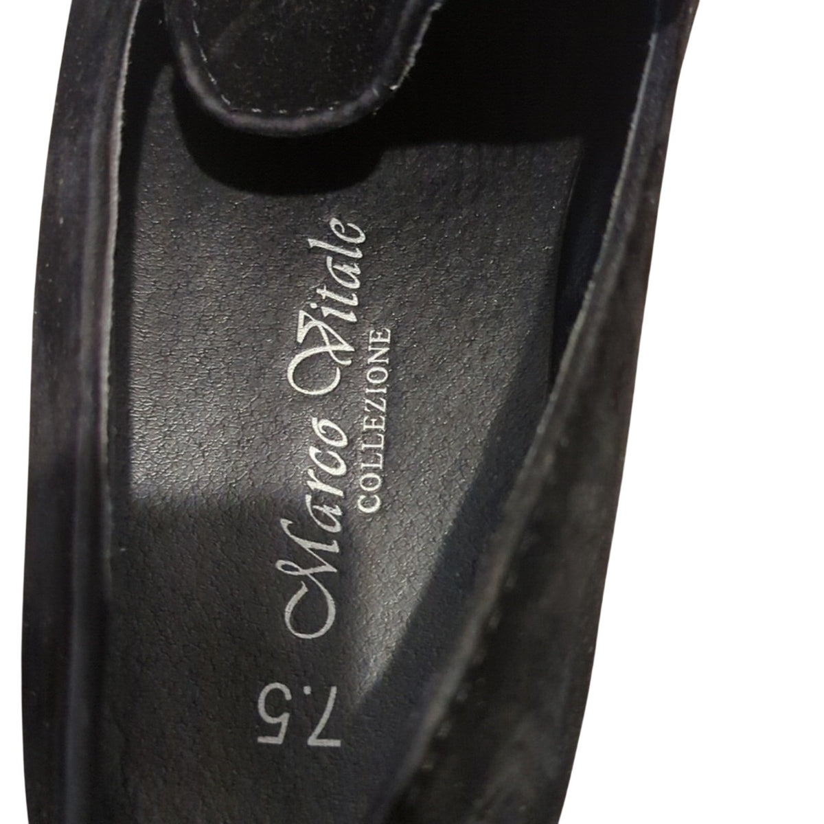 Marco Vitale Collection Black Suede Silver Tone Chain Slide On Loafer Men's 7.5