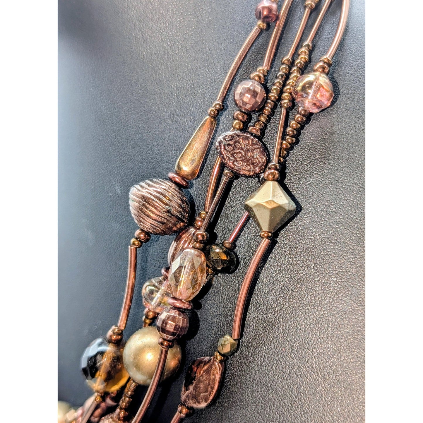 Chico's Five Strand Beaded Copper/Bronze Color 16.5"-20" Necklace