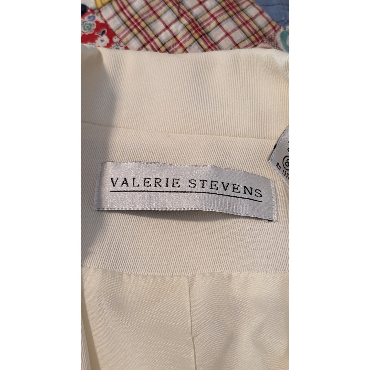 Valerie Stevens Cream Black Trim Lightweight Lined Blazer Womens Sz 8
