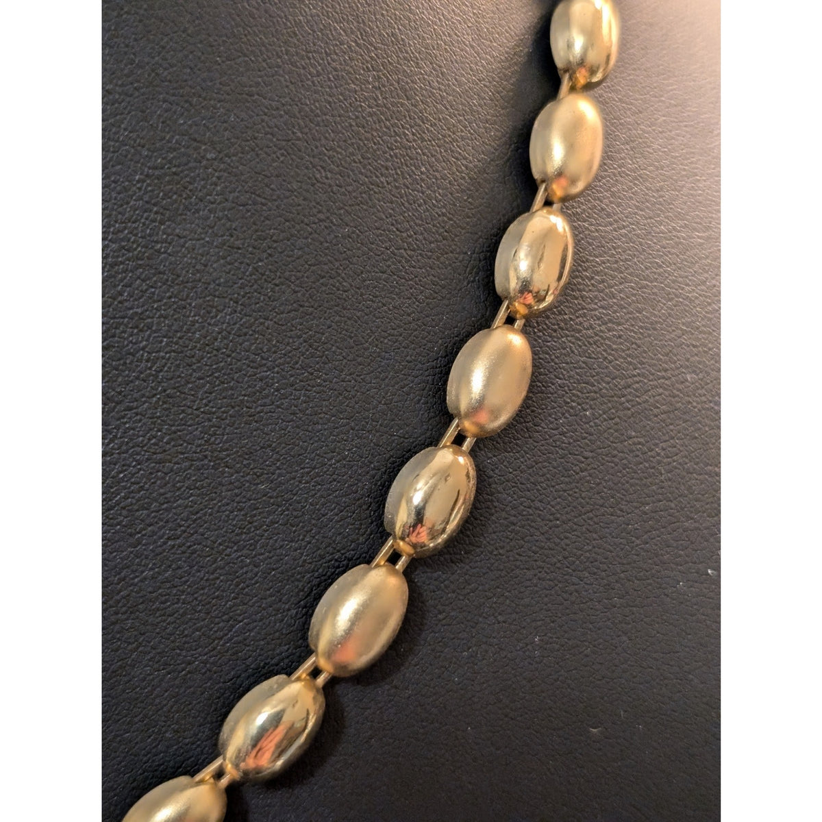 Satin & Polished Finish Gold Tone Beaded 18"-20.5" Necklace