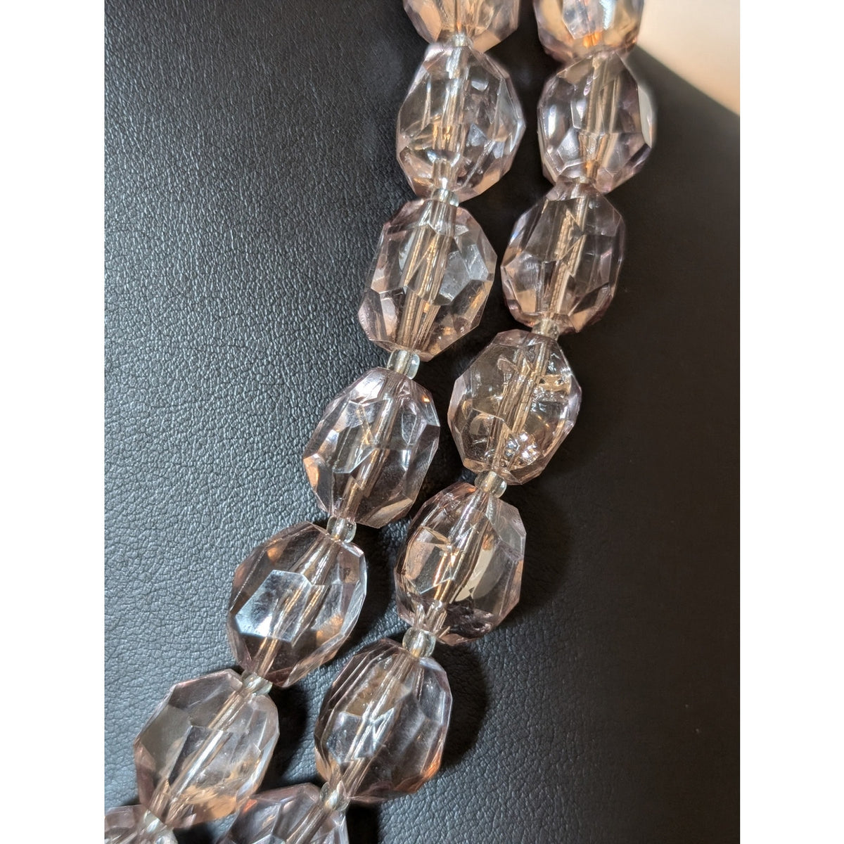 Coldwater Creek Smoky Lavender Acrylic Faceted Bead Double Strand Necklace