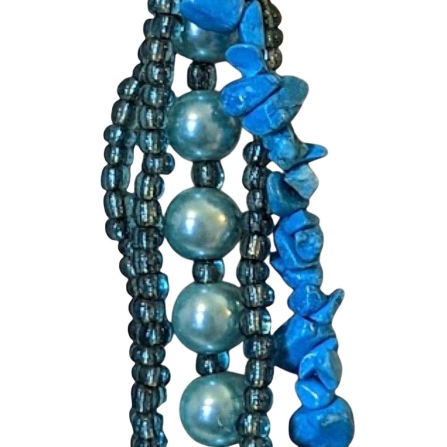 Blue Beaded Multi-Strand Necklace