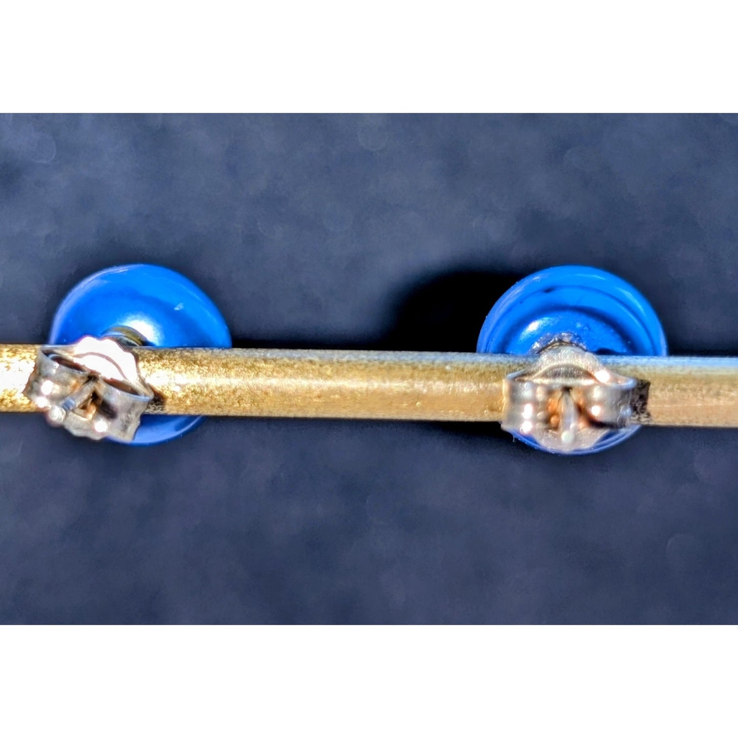 925 Sterling Silver Dyed Blue Genuine Pearl Stud Earrings