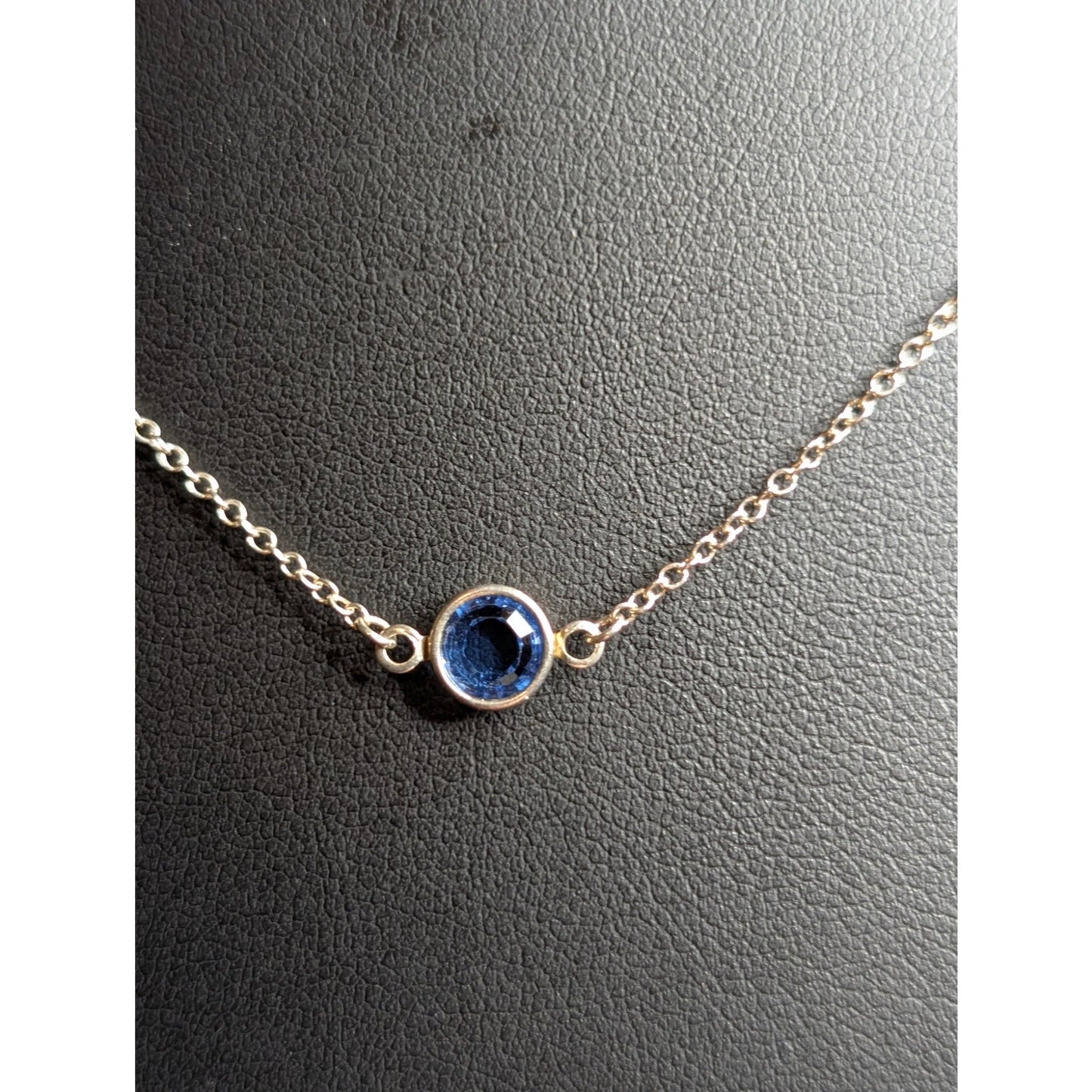 925 Sterling Silver Floating Blue Crystal Pendant 17" Necklace