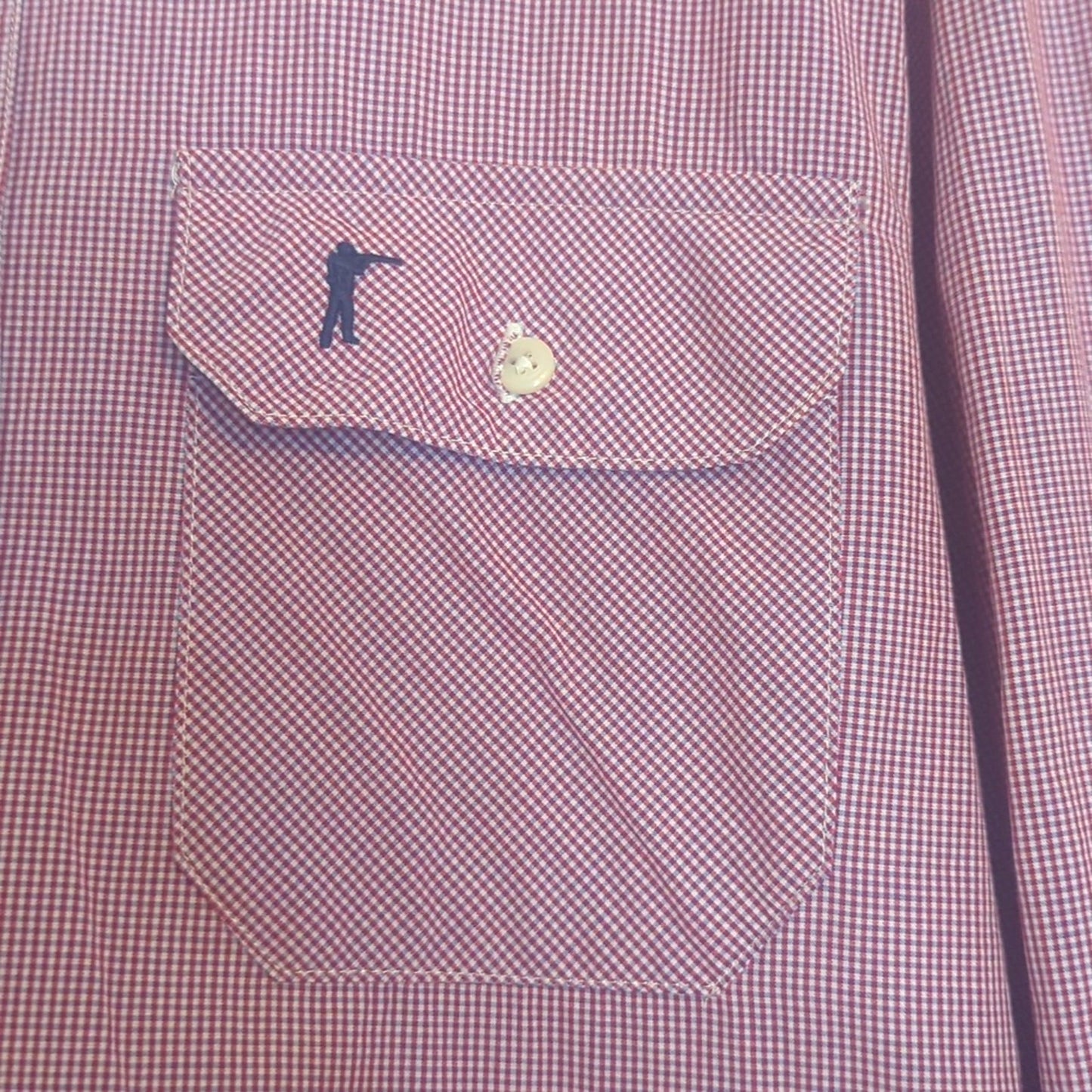 Ball and Buck Made in USA 100% Cotton Red Checked Long Sleeve Button Down Men S