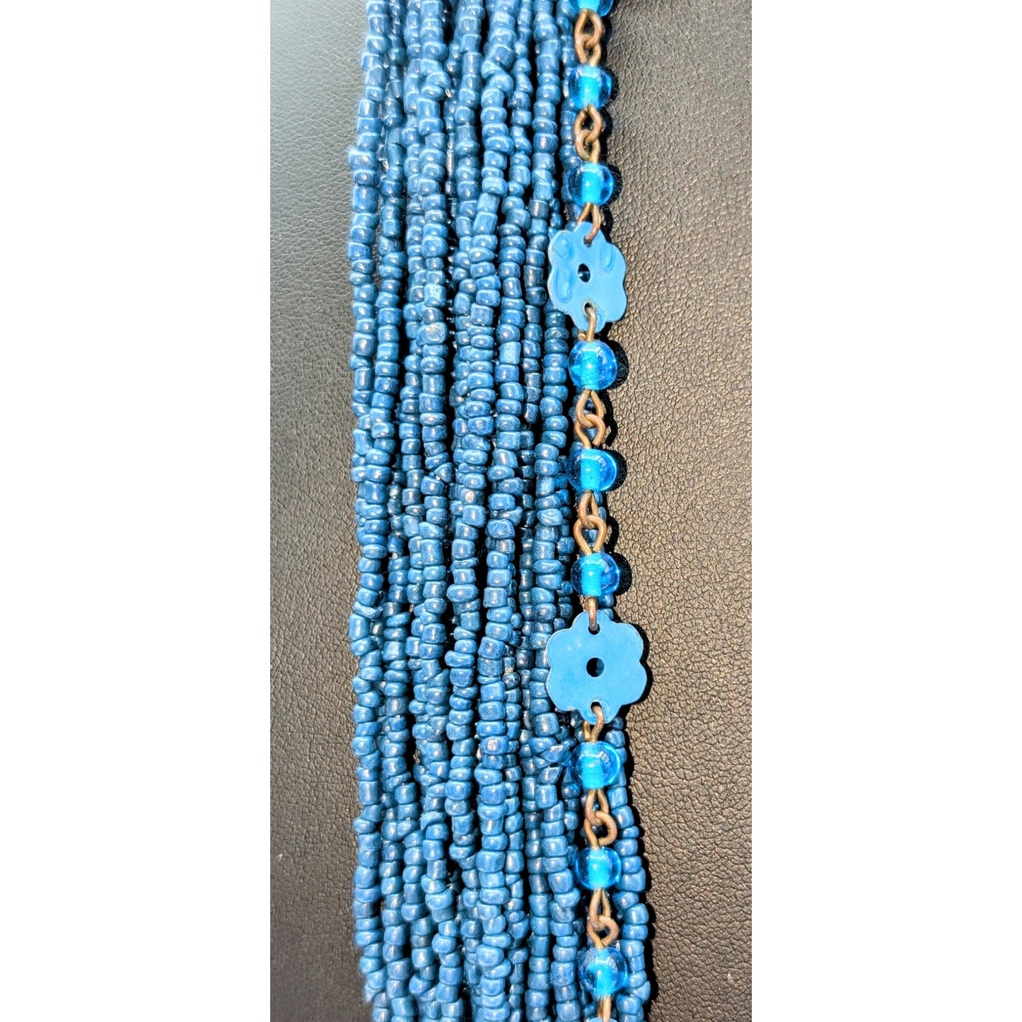 Three Piece Blue Vintage Tribal Boho Look Necklace Layered Lot