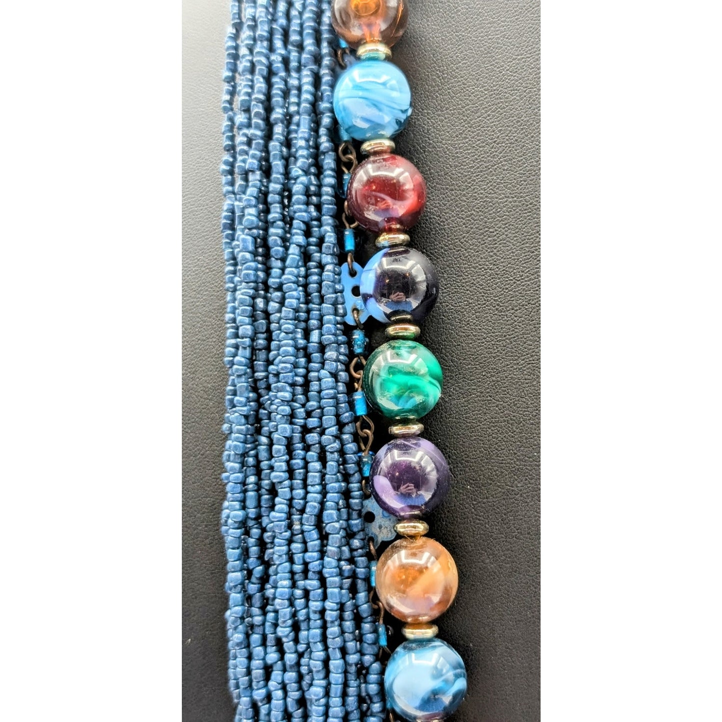 Three Piece Blue Vintage Tribal Boho Look Necklace Layered Lot