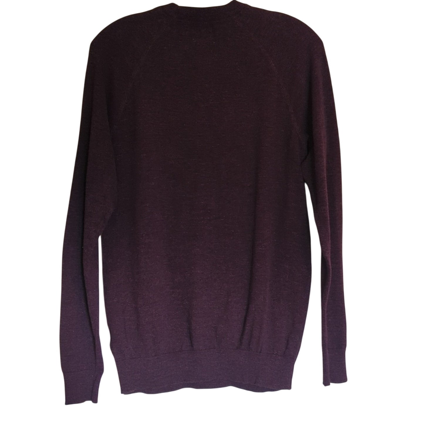 H & M Burgundy Heather V-Stitch Crewneck 100% Cotton Sweater Men's Size S