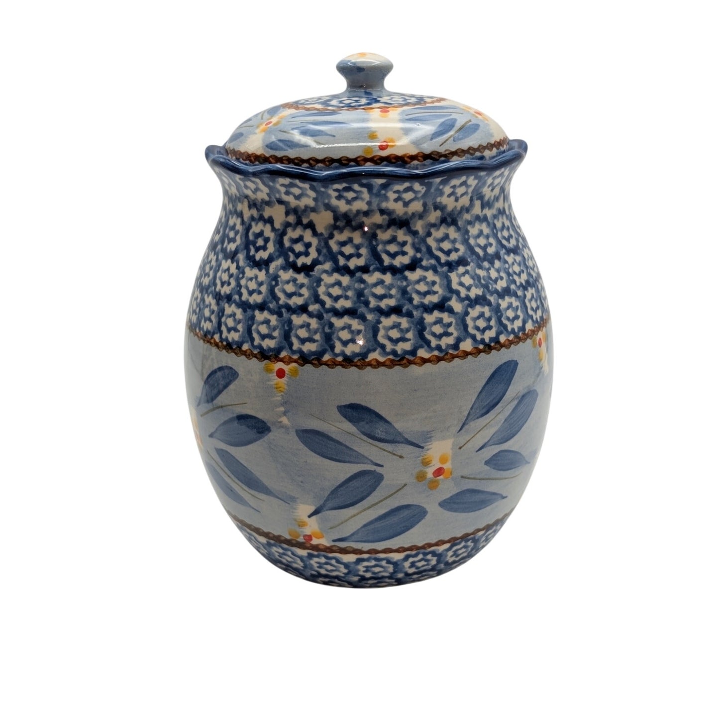 Old World Blue by Temp-Tations Ceramic Medium Canister & Lid