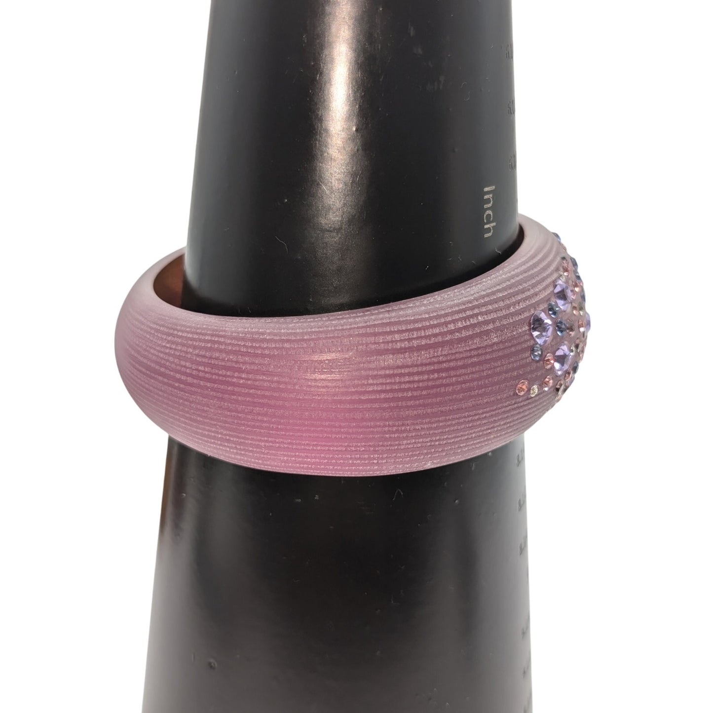 VTG  Alexis Bittar Mauve Wide Lucite Star Dust Crystals Textured Bangle Bracelet