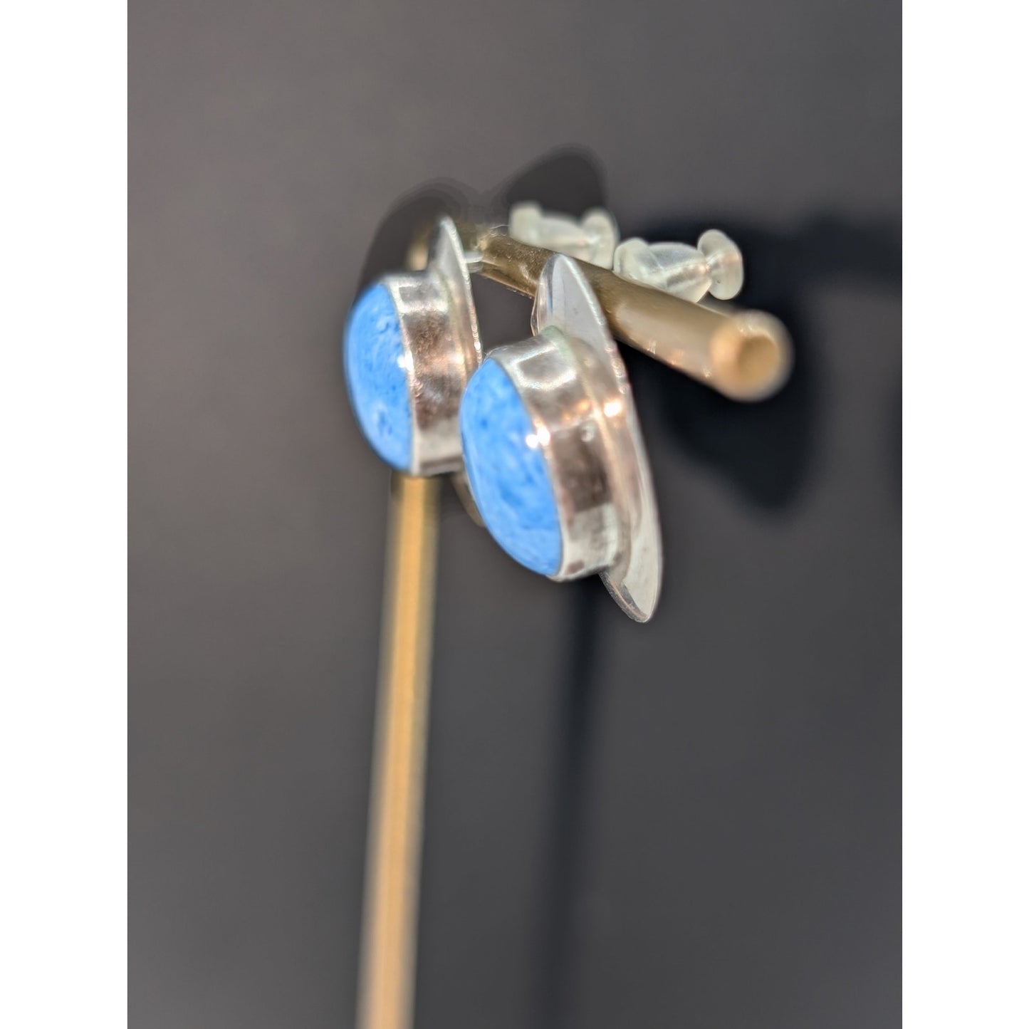 Vintage Sterling Blue Stone Post Earrings