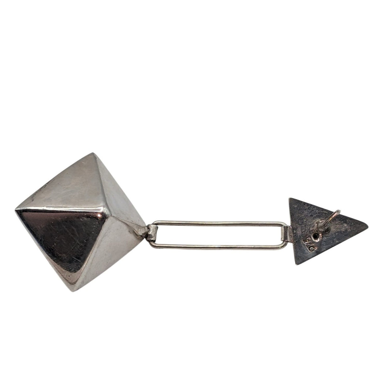 Vtg 925 Sterling Silver Geometric-Brutalist Style 3D Dangle Statement Earrings