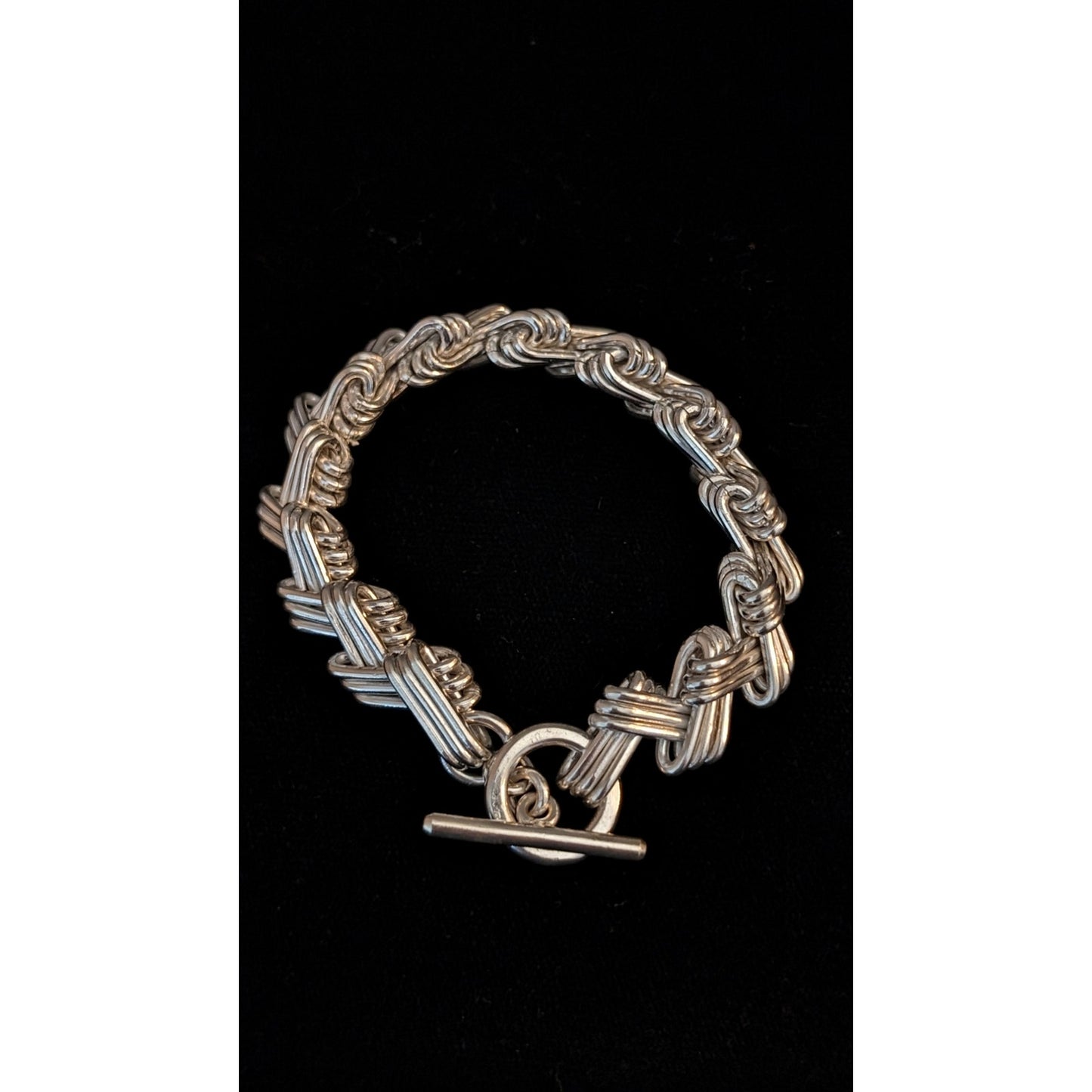 Vintage Mexico Modernist 925Sterling Silver Solid Zig Zag Necklace Bracelet Set