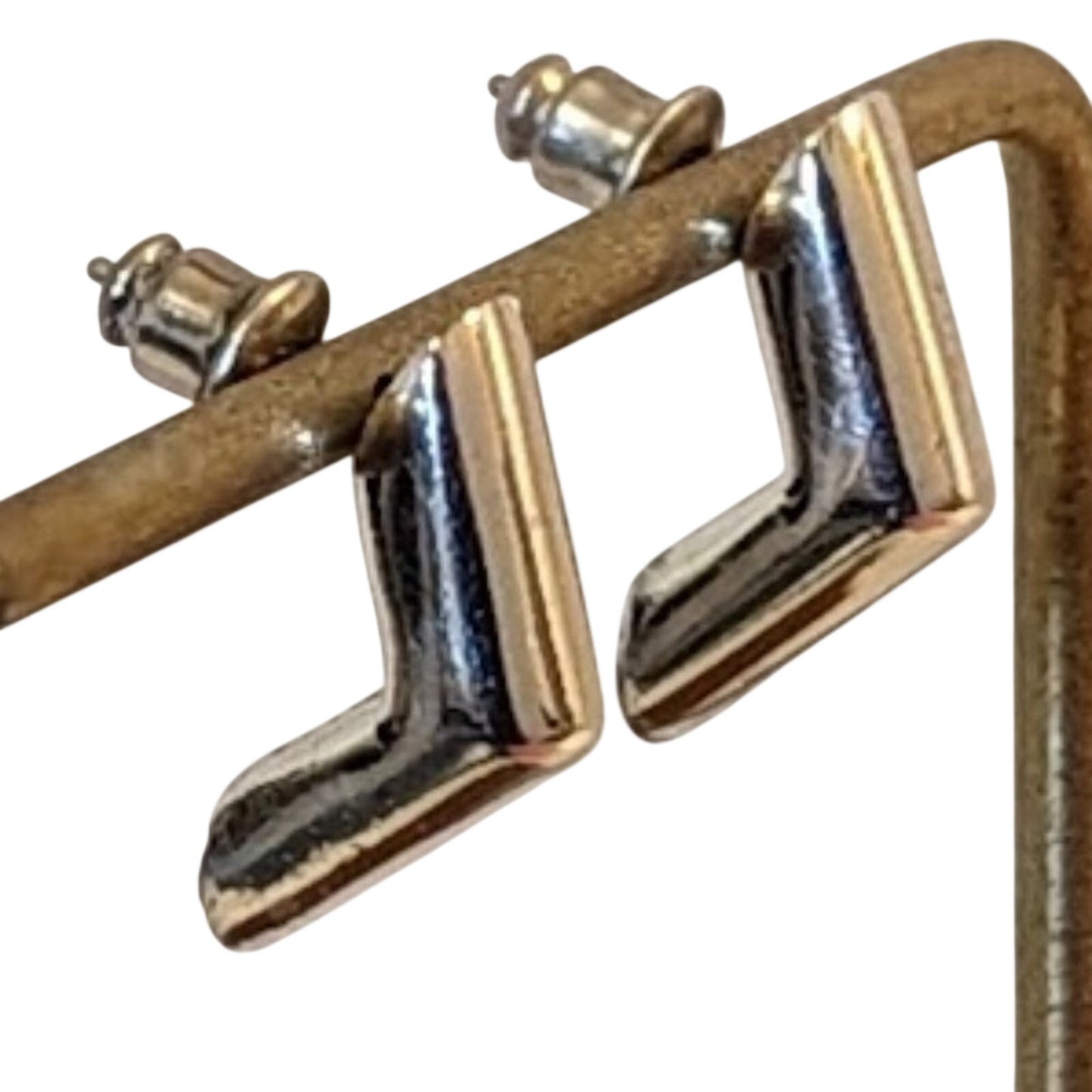 Monet Silver Tone 'Elbow' Post Earrings