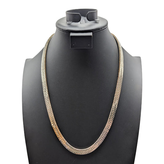 Vtg Marked Korea Silver Tone 'Fish Scale' Flexible 24" Fold Over Clasp Necklace