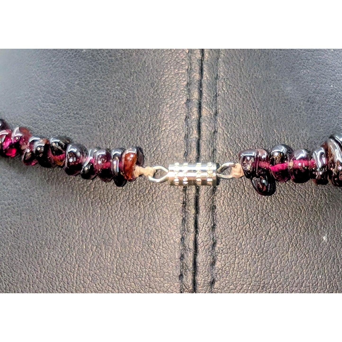 Vintage Purple Garnet Chip 14" Choker Barrel Clasp Necklace