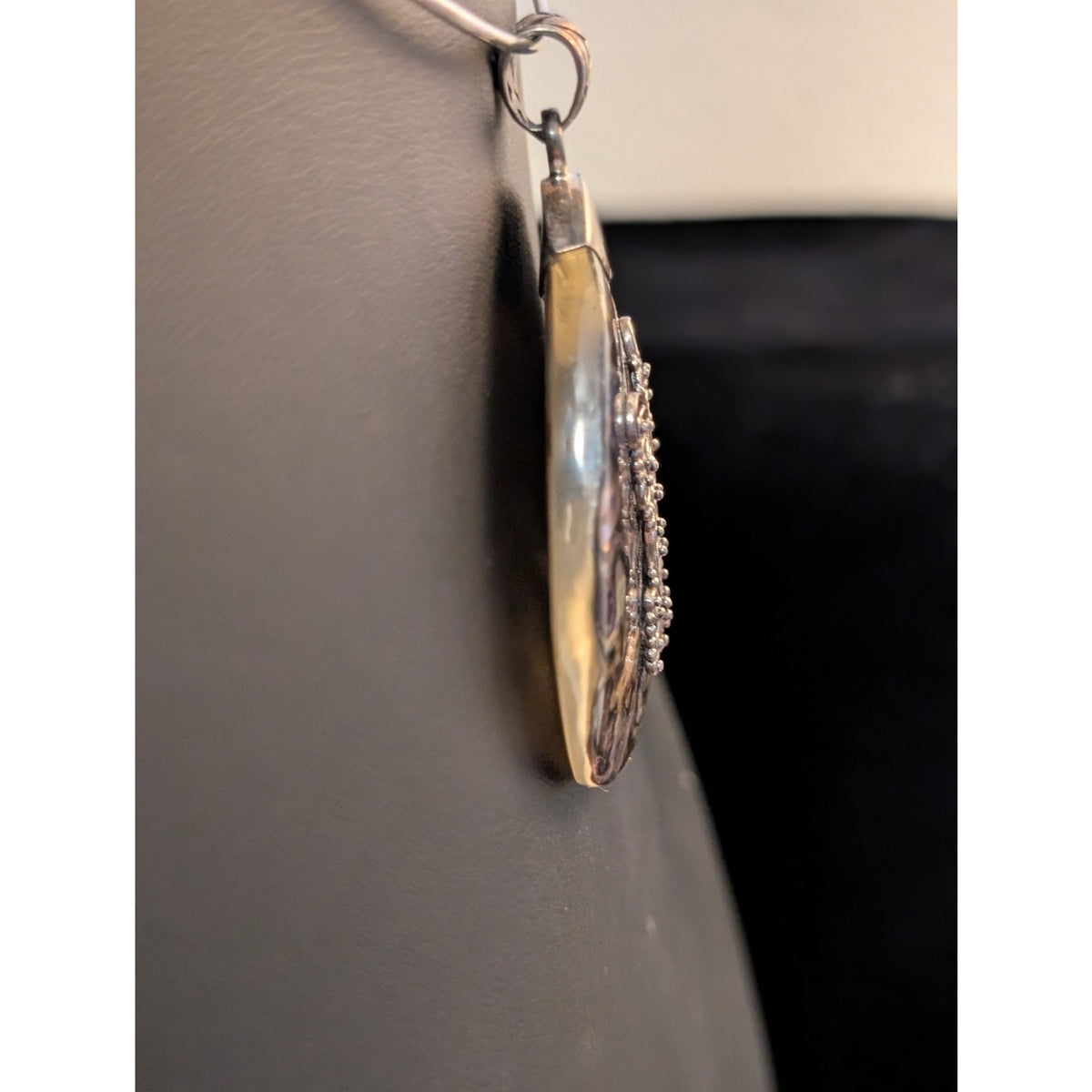 Signed SUARTI INDONESIA 925 Sterling Abalone Teardrop Pendant 18" Necklace