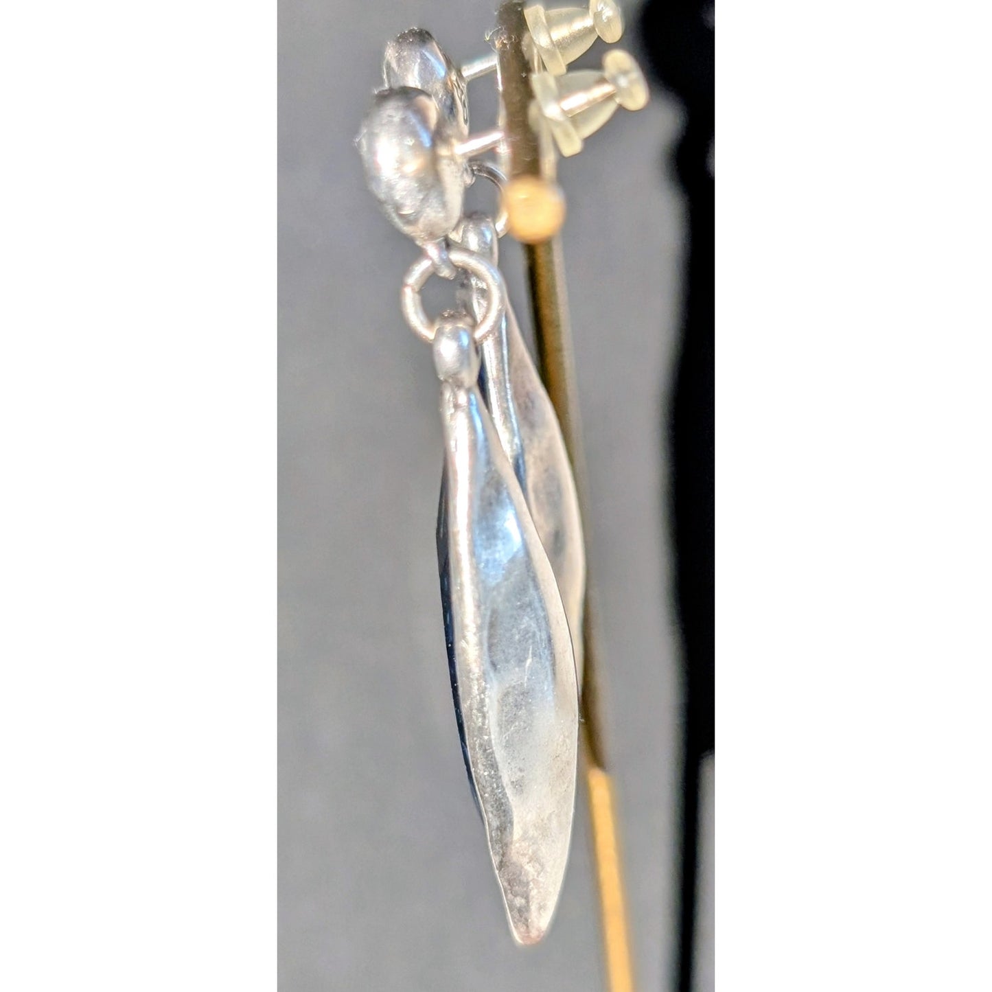 Uno de 50 Blue Swarovski Marquis Crystal Dangle Earrings (One Crystal Chipped)