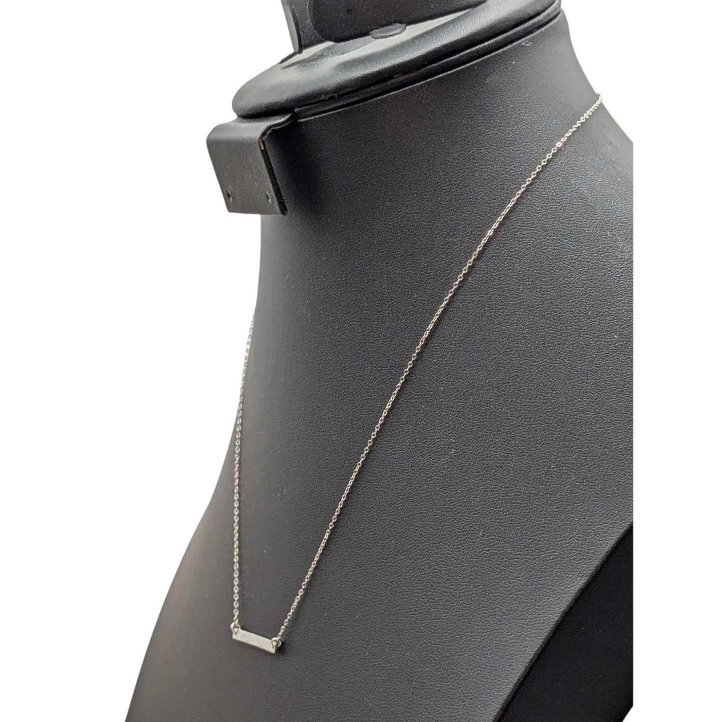 925 Sterling Silver Dainty Hammered Hanging Bar Chain 19" Necklace