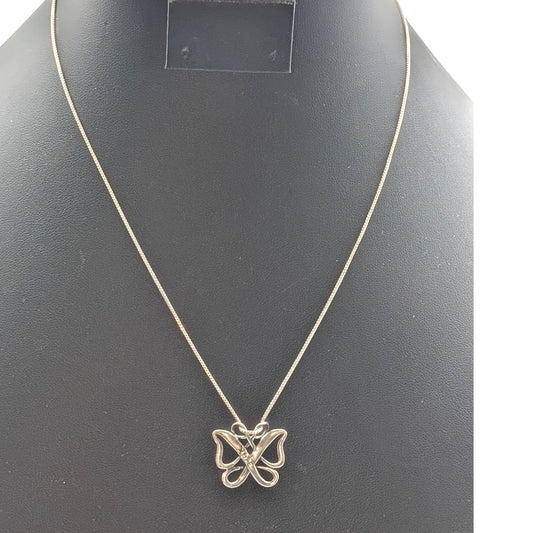 925 Sterling Silver 'Hope' Butterfly Pendant 17.5" Box Chain Necklace