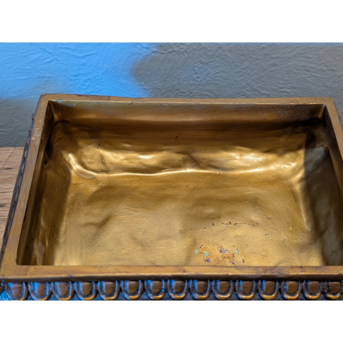Jewelry Chest or Trinket Box Brick Pattern Removeable Lid Wood Look Resin
