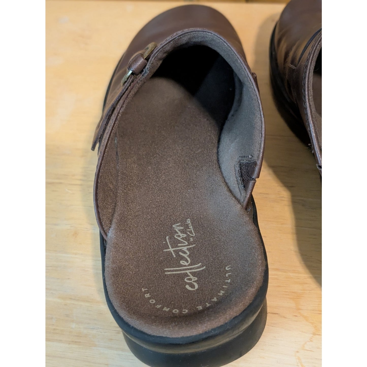 CLARKS Collection Women's Patty Keren Dark Brown Leather Mules Size 8