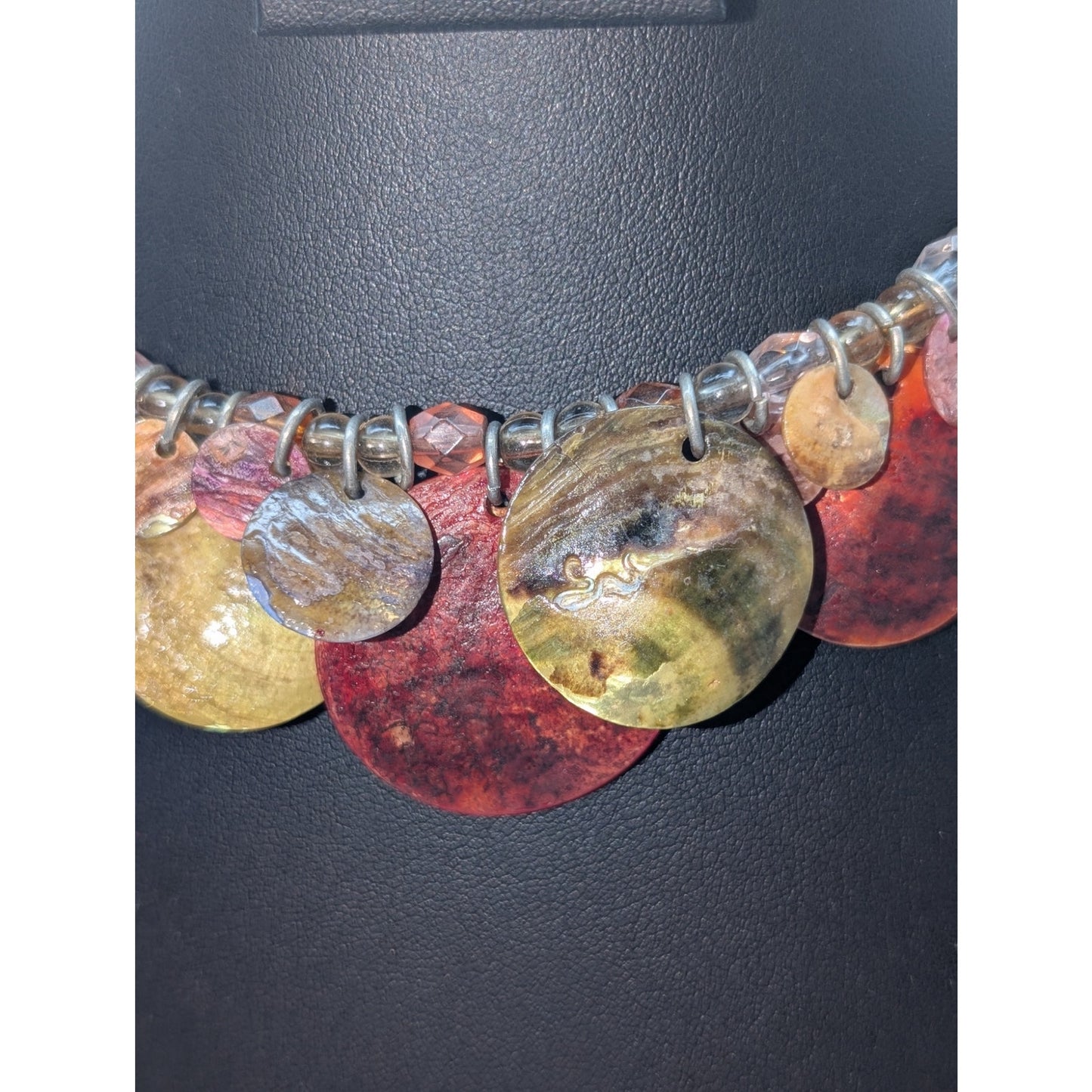 Vintage Shell Dangle Wire Beaded Adjustable Choker Necklace