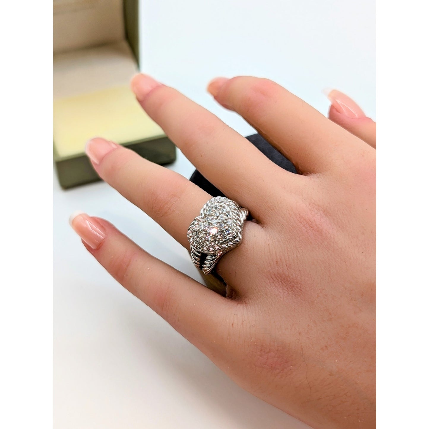 Judith Ripka: Sterling Silver, CZ Heart 9.0 g Ring-Sz. 5.75