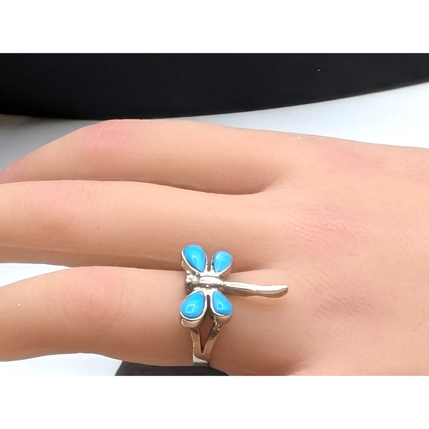 Vintage 925 Sterling Silver Turquoise Dragonfly Ring Size 6.25
