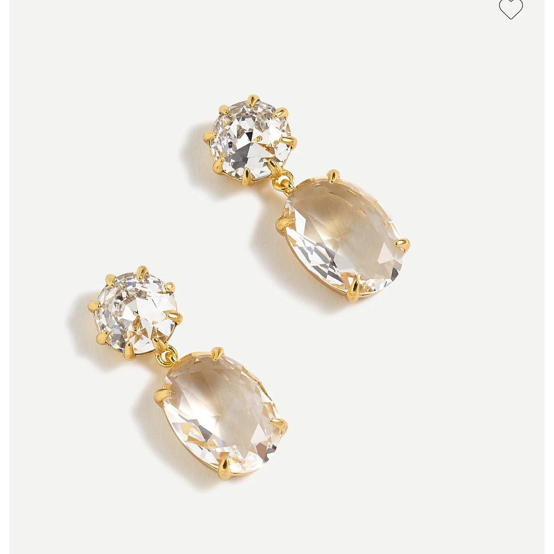 J.Crew Oval Shaped Faceted Cubic Zirconia Stone Gold Tone Drop Earrings