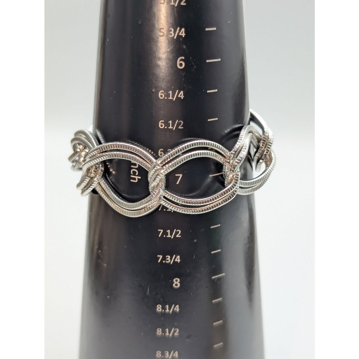 Silver Tone Textured Double Curb Oval Chain Link Bracelet