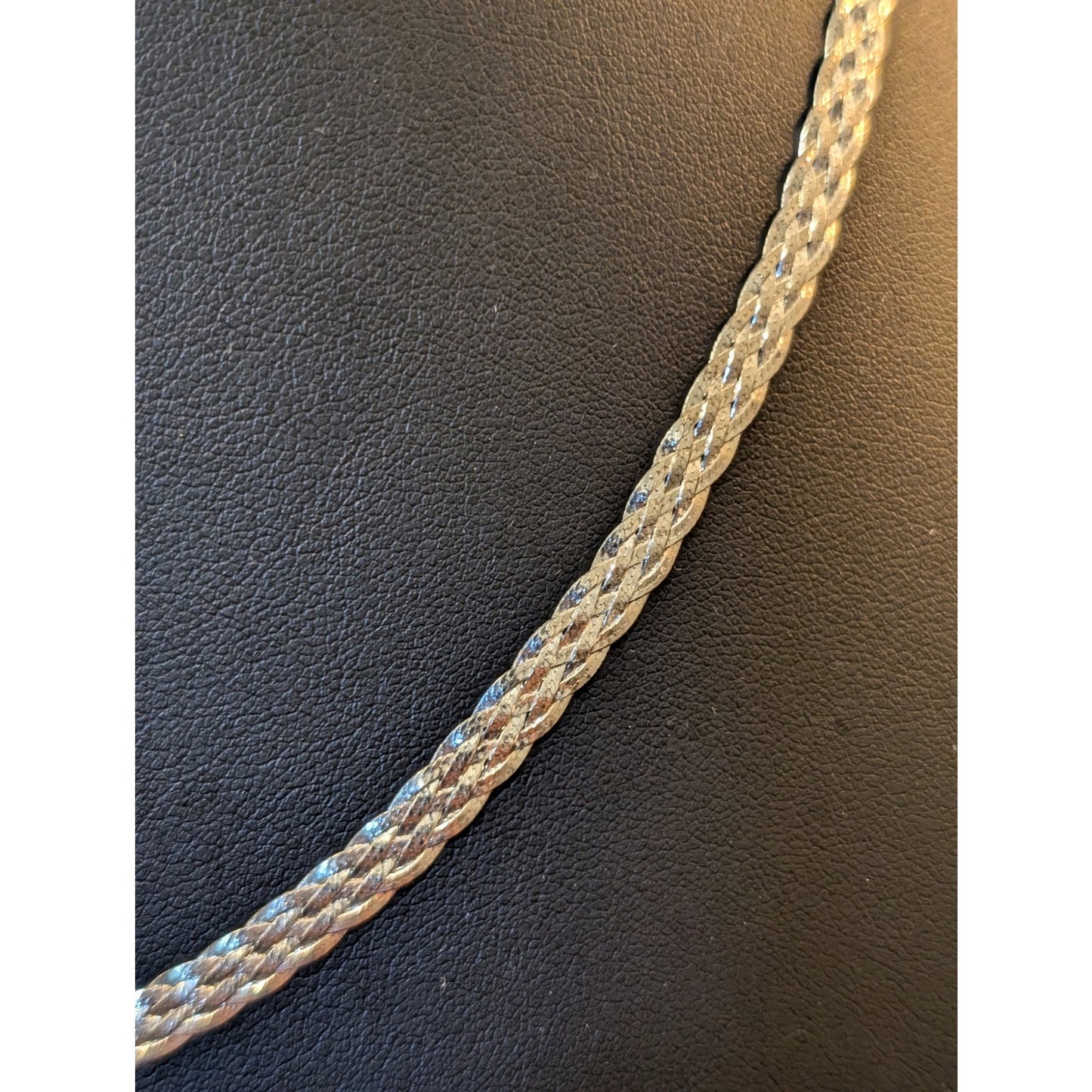 5 Strand Braided Herringbone Diamond Cut 925 Sterling Silver 5mm Chain Necklace