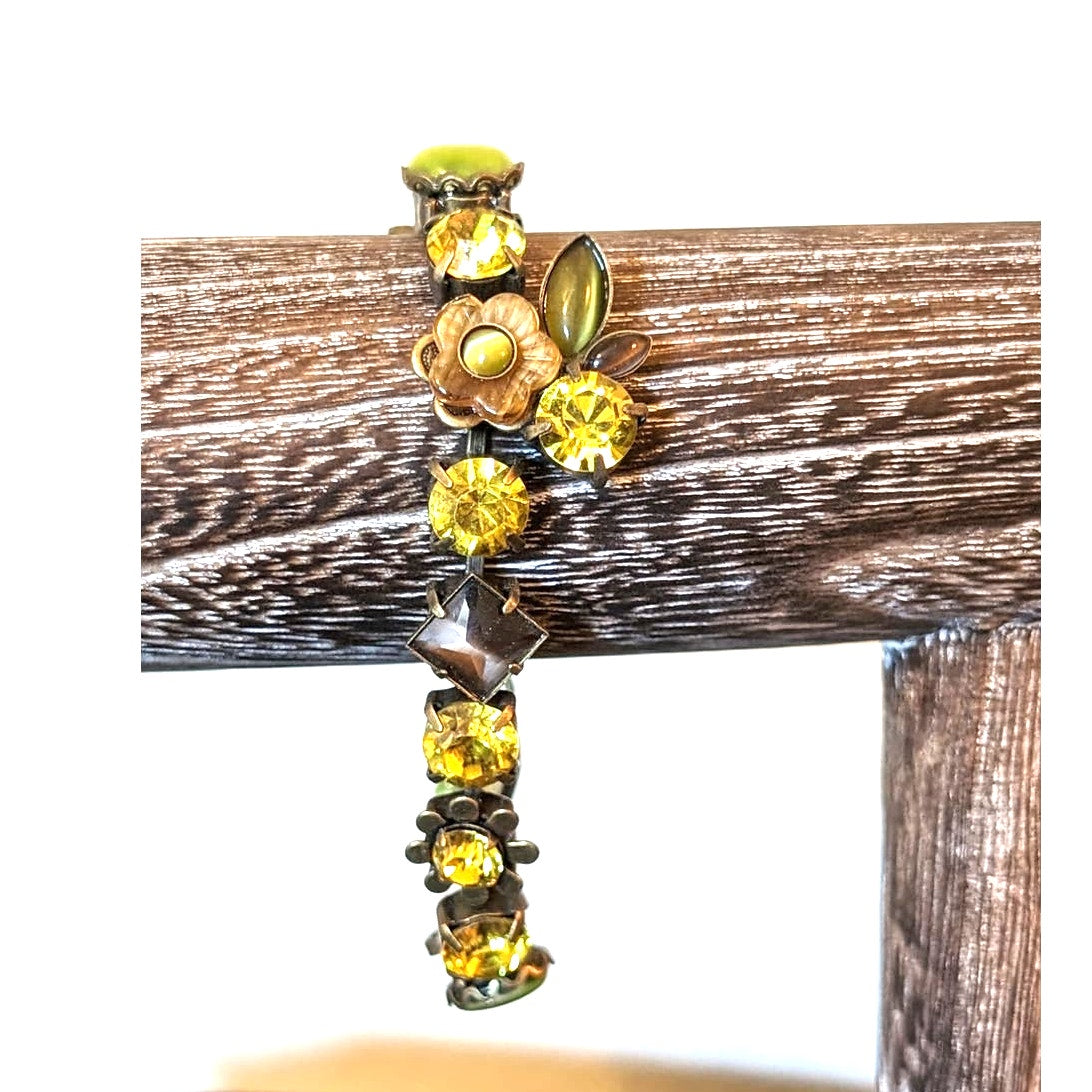 LaContessa by Mary DeMarco Vintage Green Rhinestone Bracelet