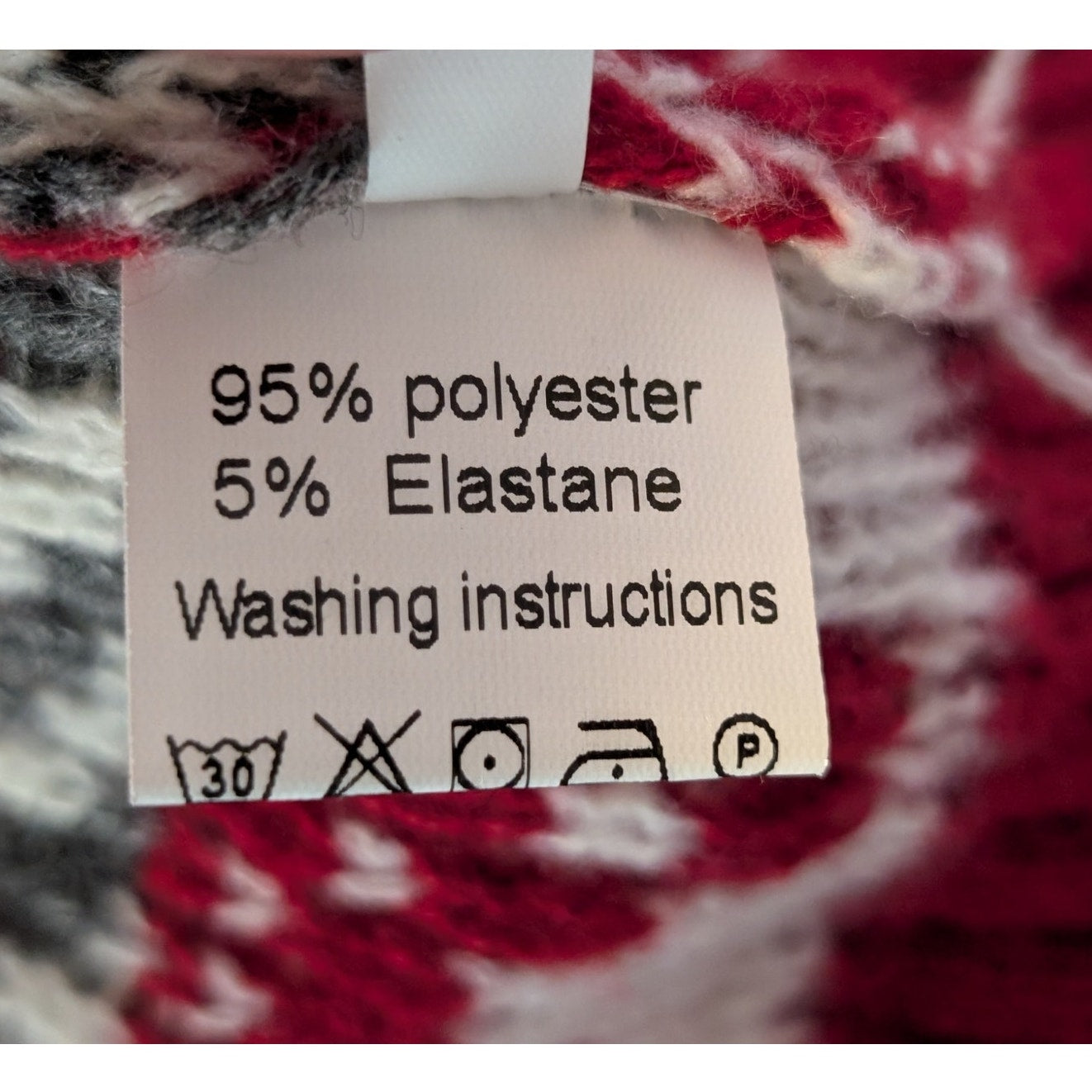 Islandic Fair Isle Gray Red Green Cream Faux Pearl Button Cardigan Womens Sz M