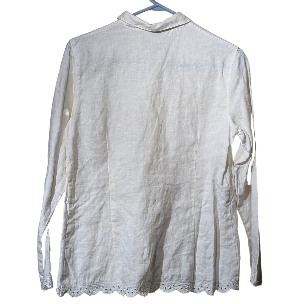 Outfit JPR 100% Pure Linen Cream Eyelet Detailing Button Front Top Womens Sz S