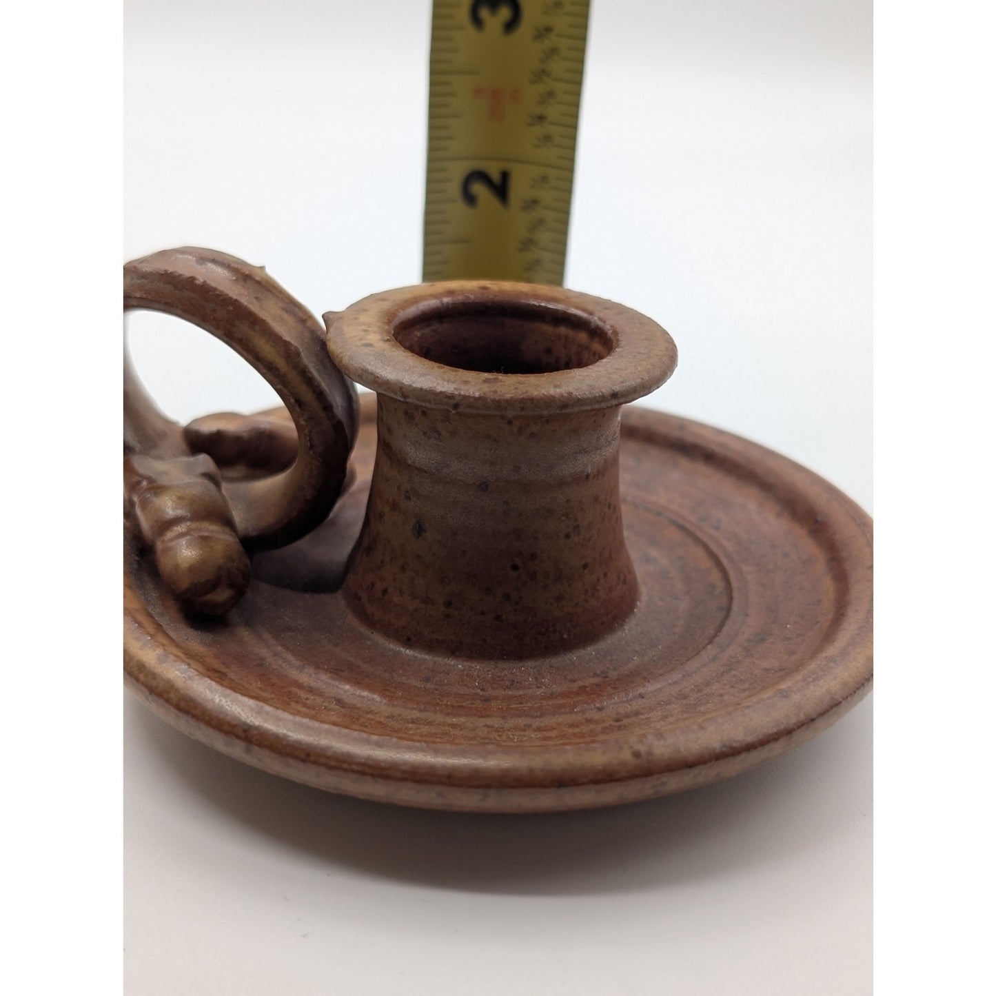Artist Signed 'Trina' Chamber Stoneware Pottery Candle Holder