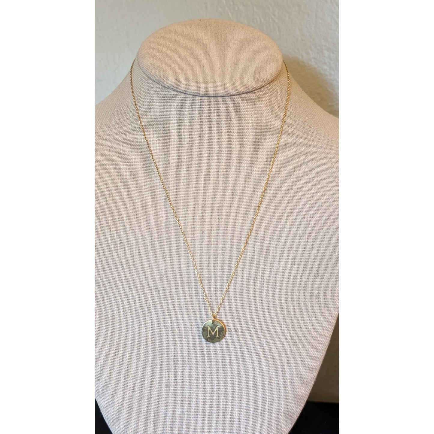 MWS 925 Silver India Made Gold Tone 'M' Initial Charm Necklace