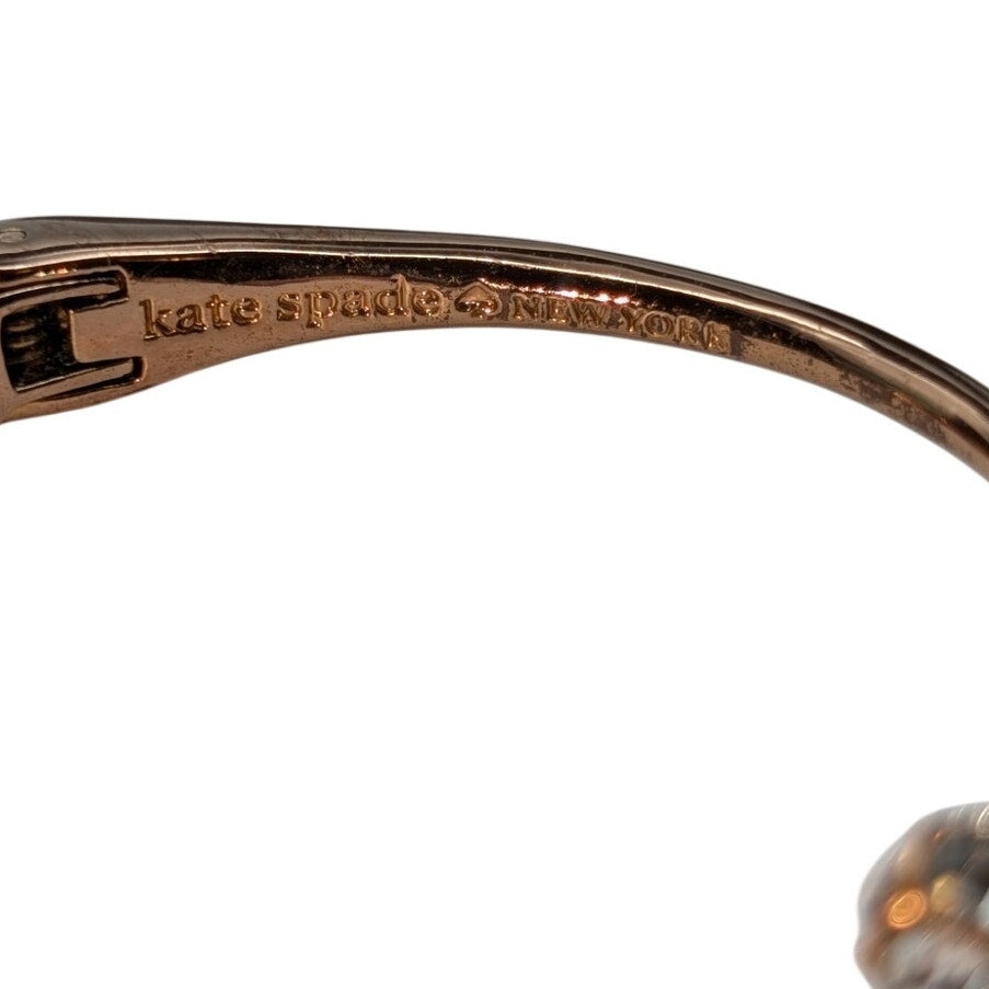 Kate Spade Rose Gold Tone Hinged Cuff Rhinestone Bracelet