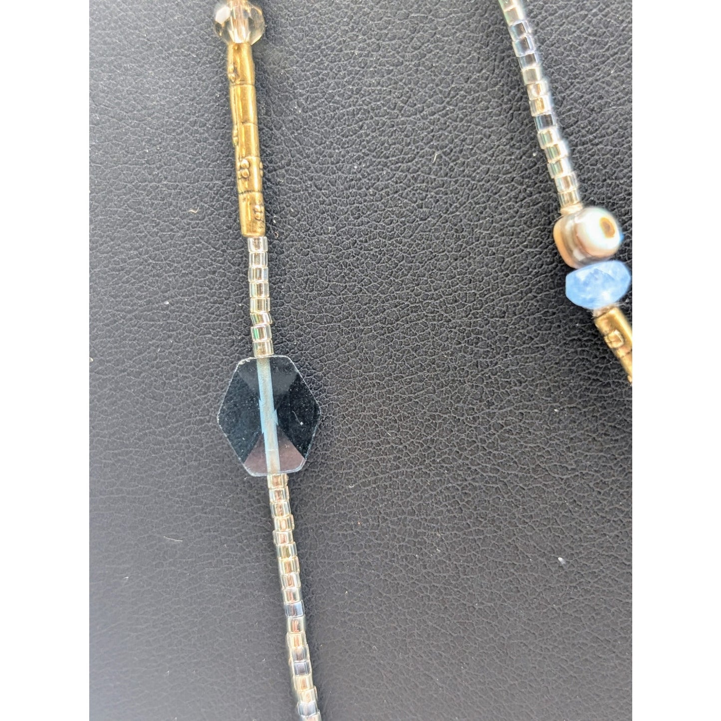 Silpada Sterling Olivia Quartzite Shell Larvikite Kyanite Glass Brass Necklace