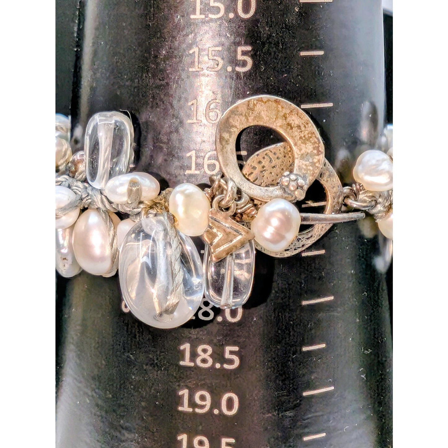 Silpada Effervescence 925 Sterling Silver Pearl Glass Toggle Bracelet