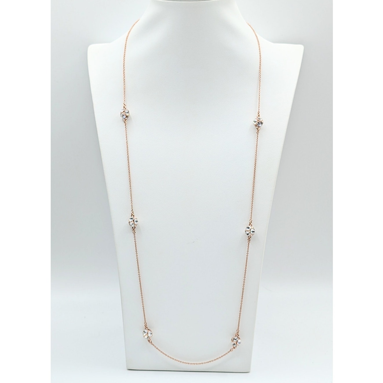 Kate Spade Rose Gold Tone & Crystal "Lady Marmalade Scatter Necklace" 32"-35"