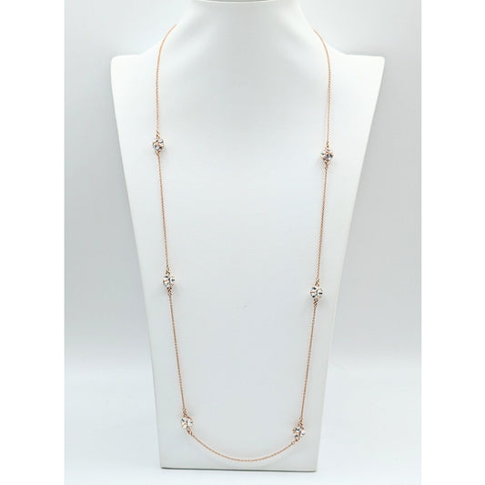 Kate Spade Rose Gold Tone & Crystal "Lady Marmalade Scatter Necklace" 32"-35"