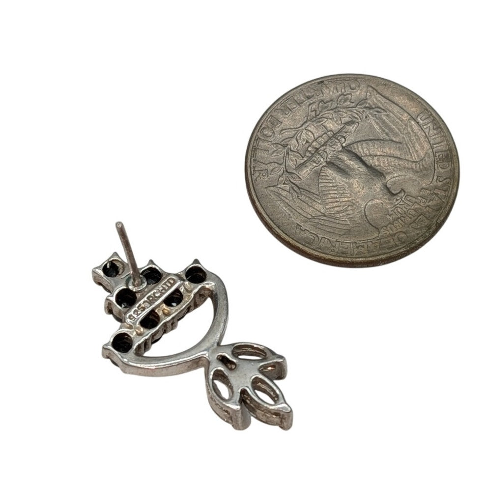 Single 'Orchid' 925 Sterling Silver Lab Created Sapphire White Spinel Earring