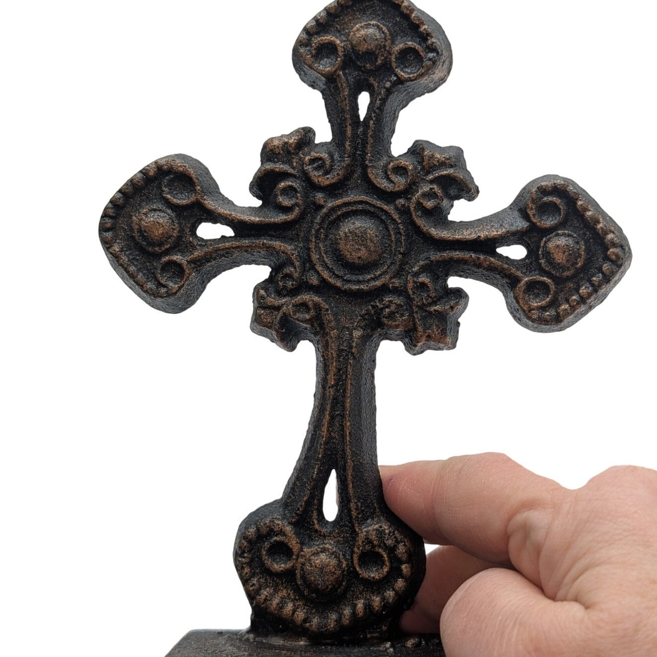 Christmas Heavy Metal Bronze Cross Stocking Hanger